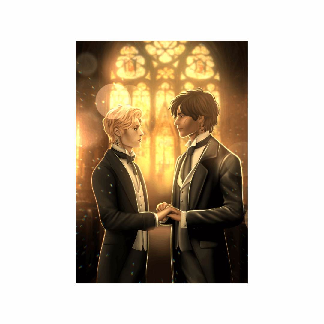 Illustration CŒUR D'ENCRE | Mariage romance mm gay tatouage contemporaine